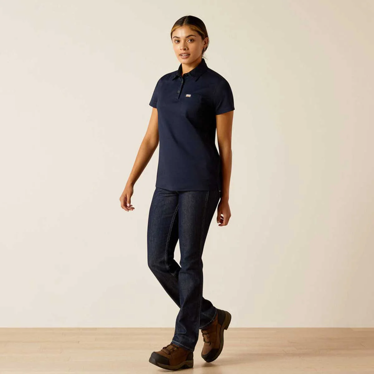 ARIAT Rebar Polo Shirt - Womens - Navy - Image 3