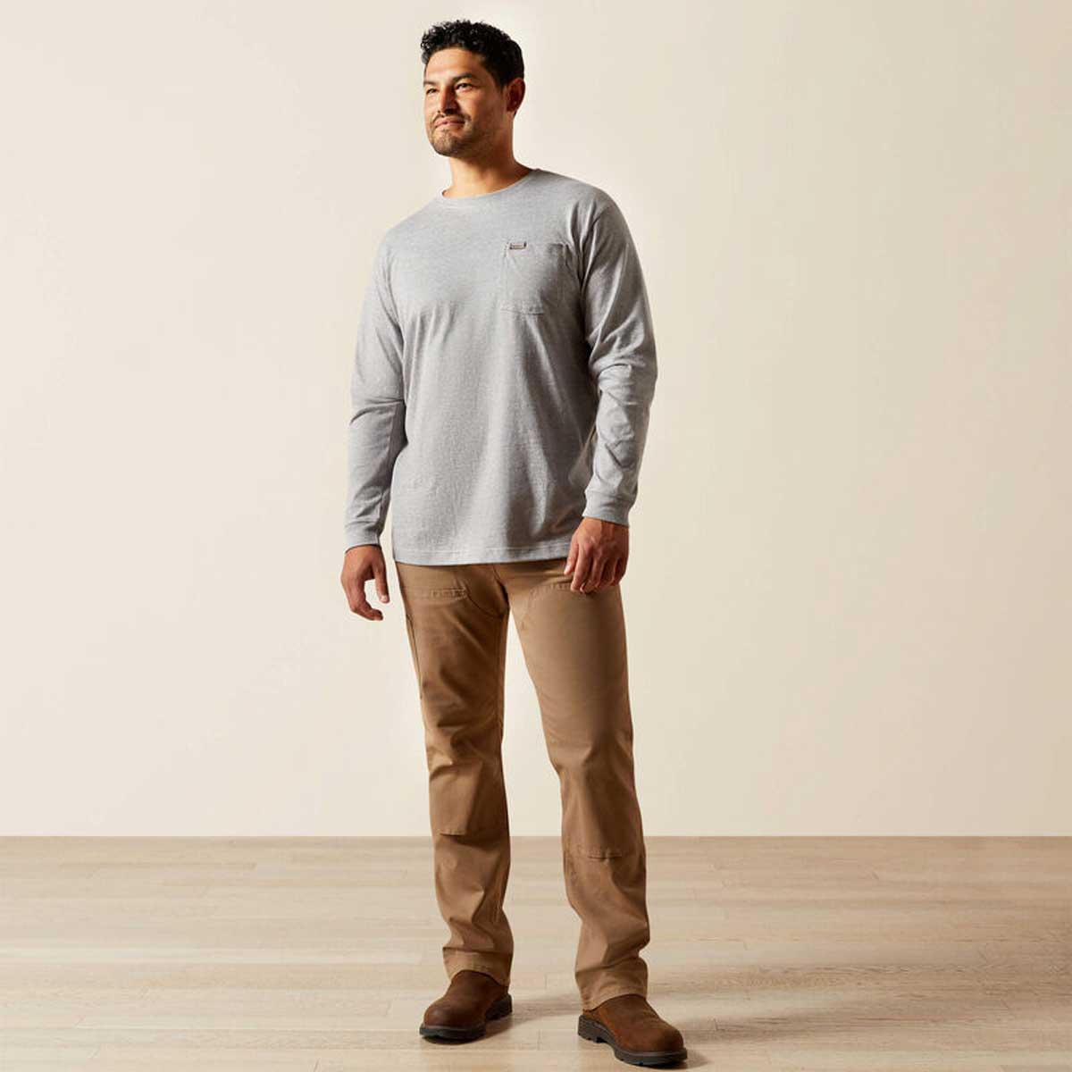 ARIAT Rebar Strong Cotton Pocket Shirt - Mens - Heather Grey - Image 3