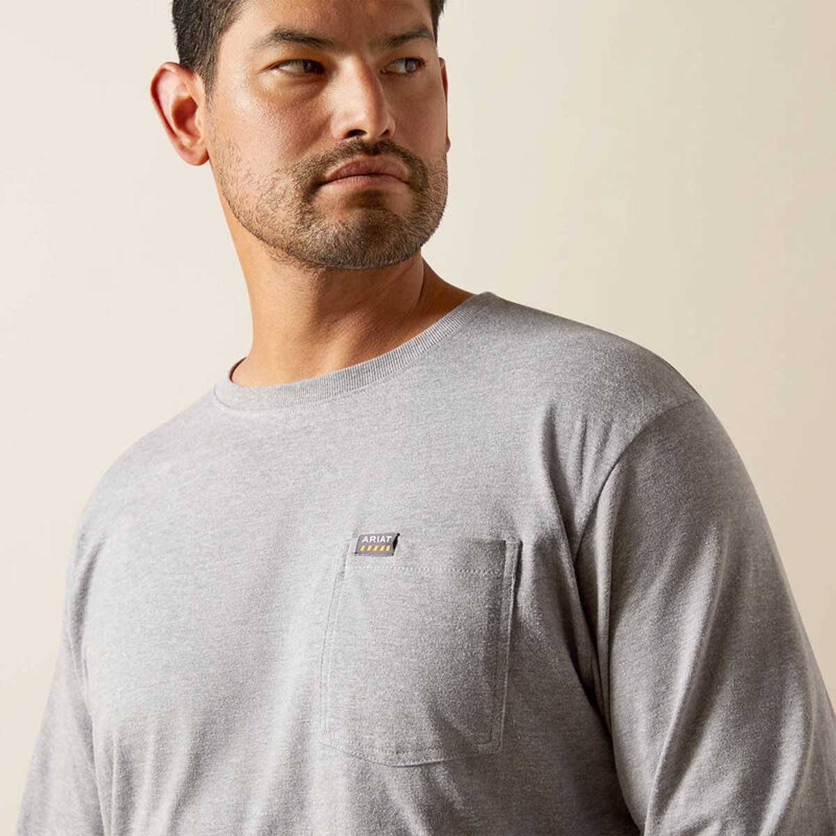 ARIAT Rebar Strong Cotton Pocket Shirt - Mens - Heather Grey - Image 4