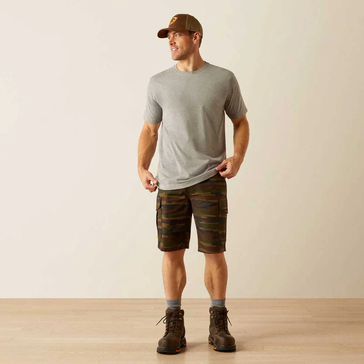 ARIAT Rebar Strong Cotton T-Shirt - Mens - Grey Heather - Image 3