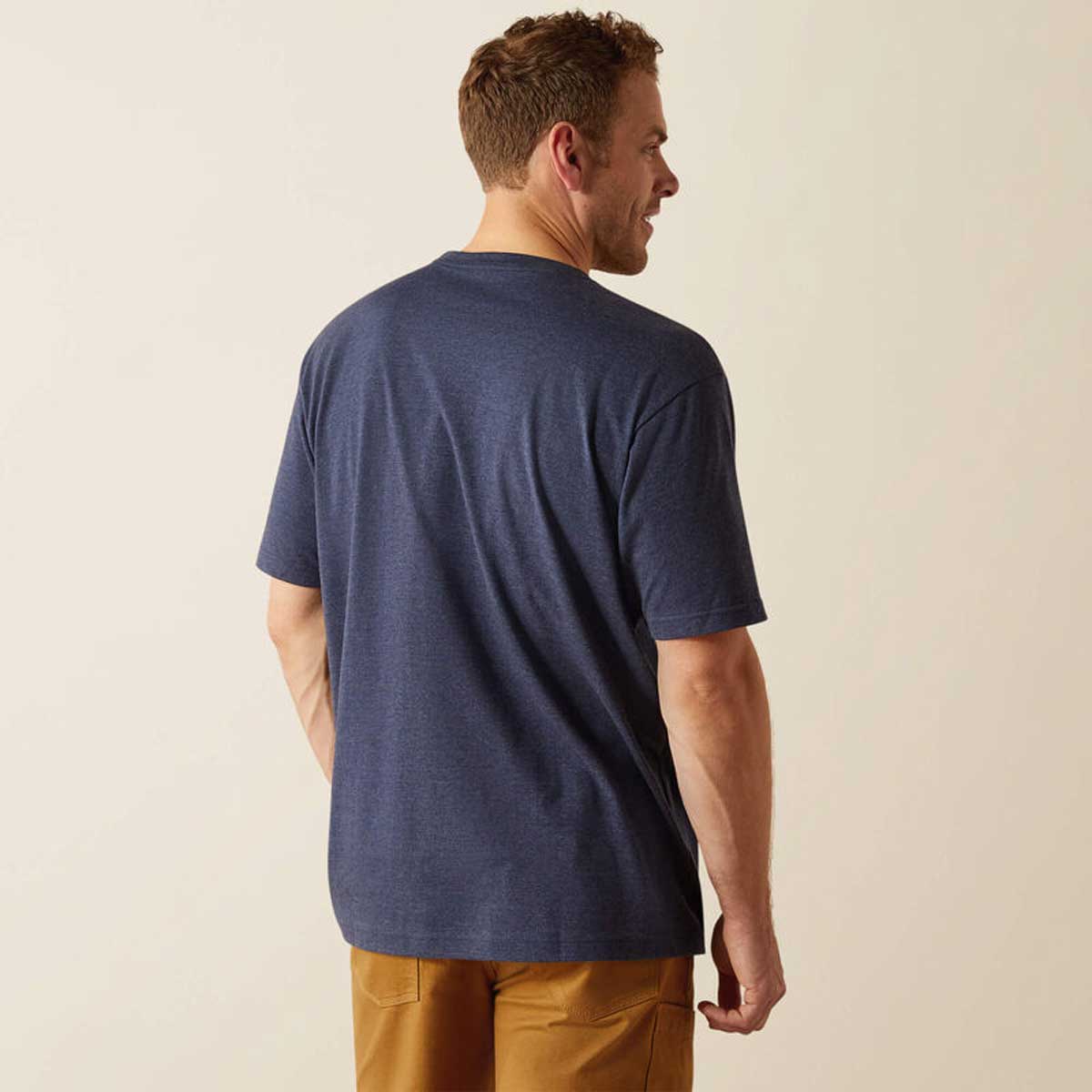 ARIAT Rebar Strong Cotton T-Shirt - Mens - Navy Heather - Image 2