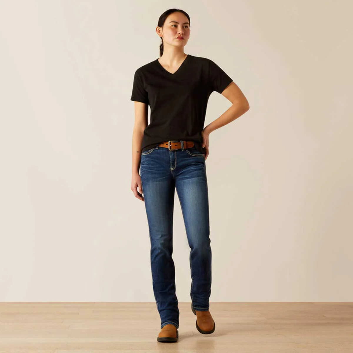 ARIAT Rebar Strong Cotton V-Neck T-Shirt - Womens - Black - Image 3