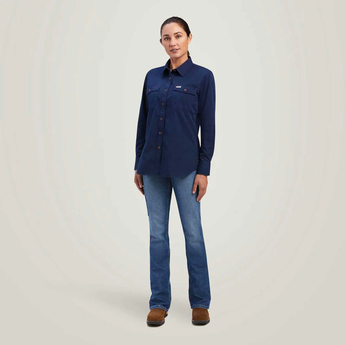 ARIAT Rebar Washed Twill Work Shirt - Womens - Navy - Image 4