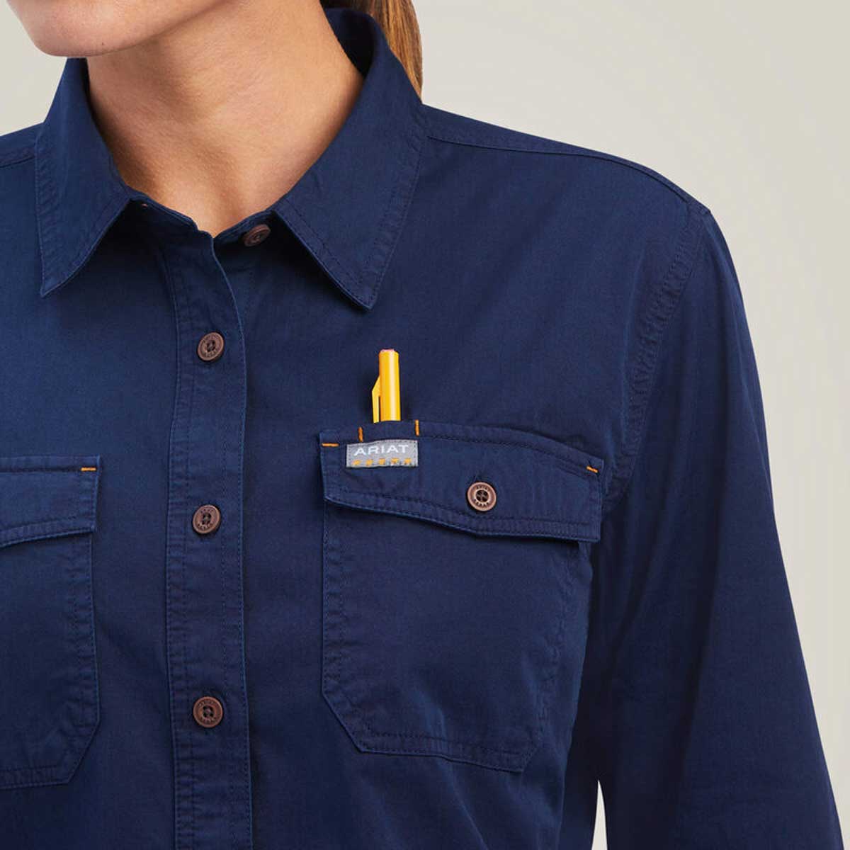 ARIAT Rebar Washed Twill Work Shirt - Womens - Navy - Image 5