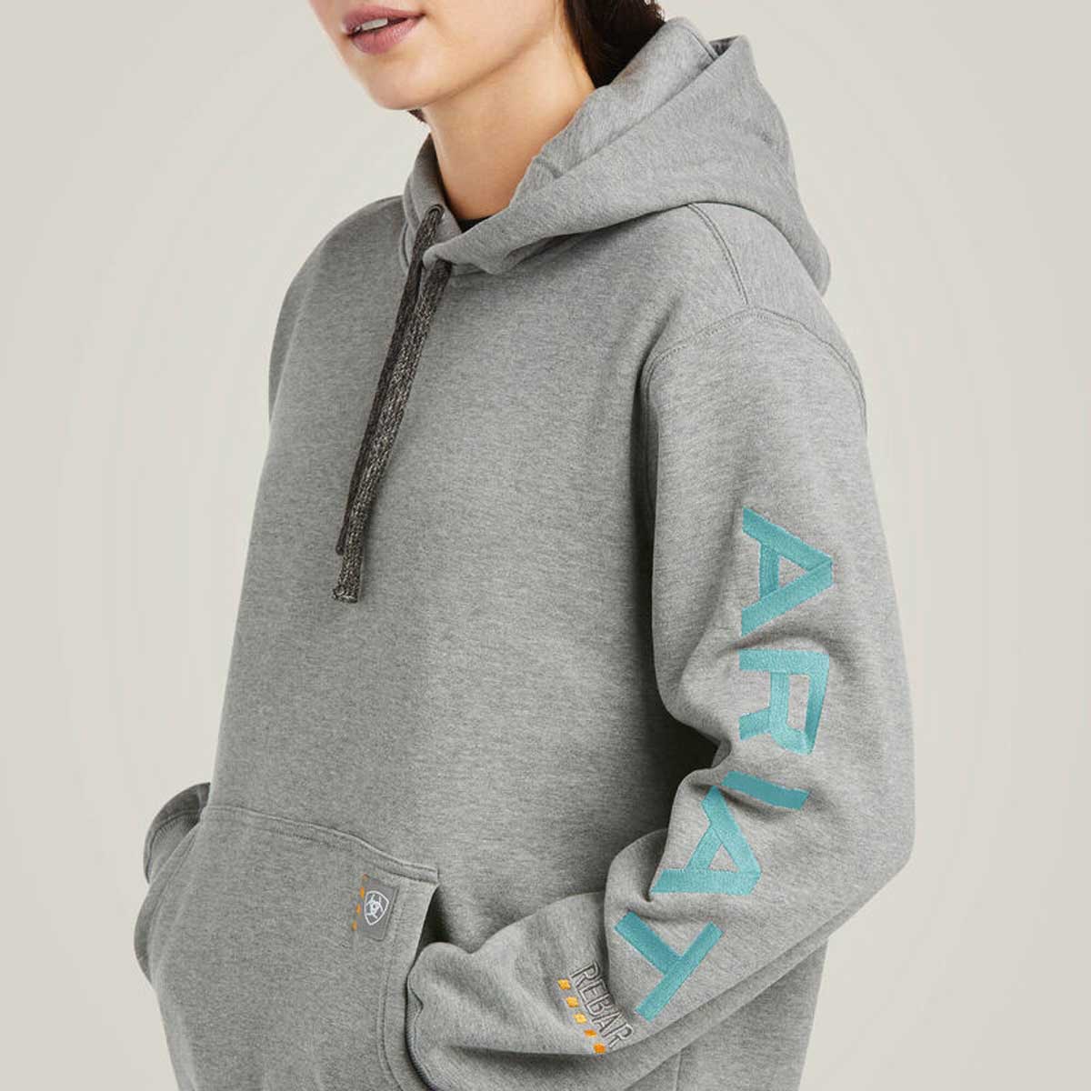 ARIAT Rebar Work Graphic Hoodie - Womens - Heather Grey - Image 4