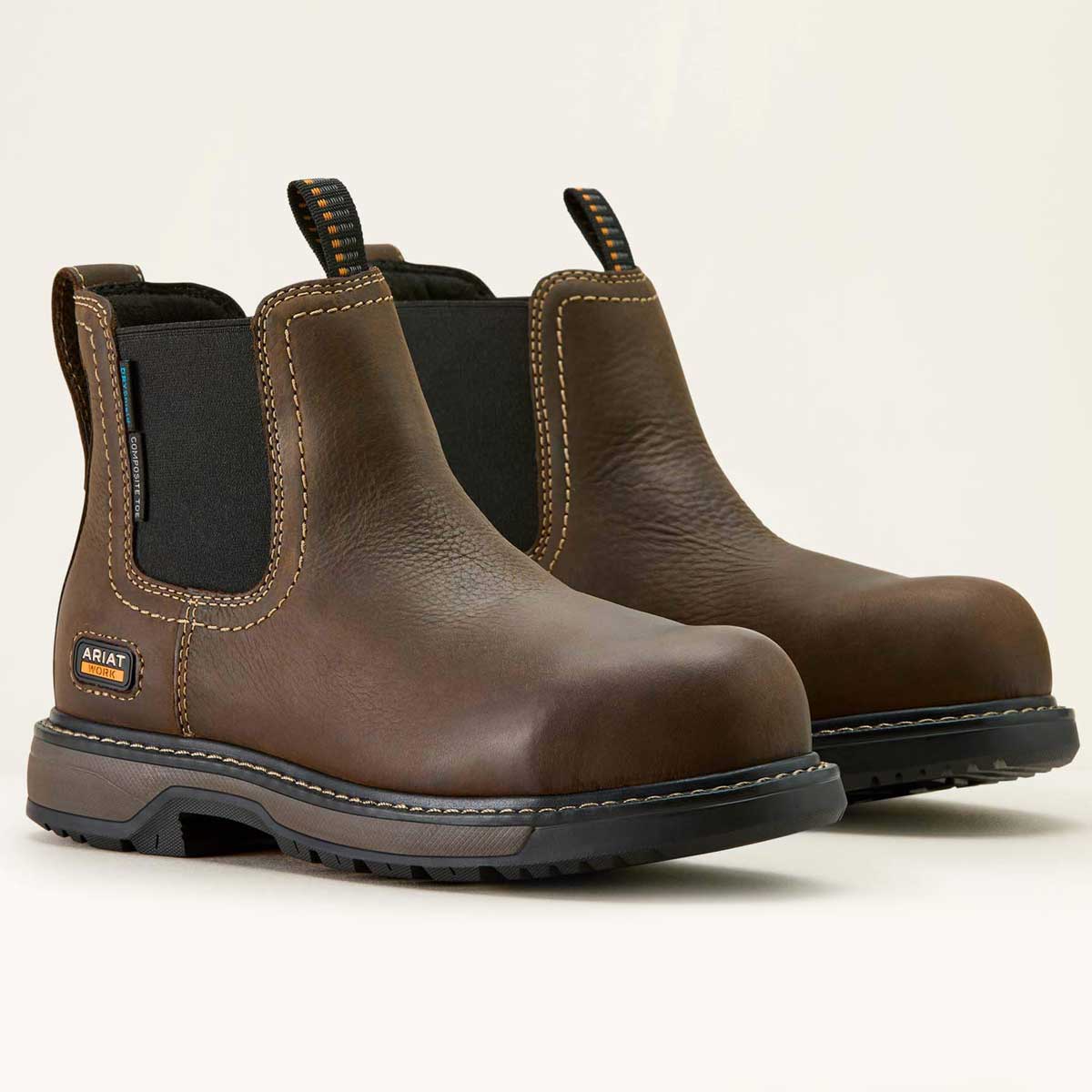 ARIAT Riveter Chelsea Waterproof Work Boots – Women's Composite Toe – Dark Brown - Image 8