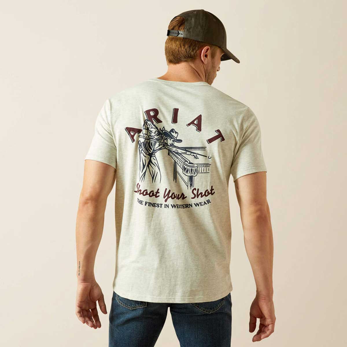 ARIAT Straight Shooter T-Shirt - Mens - Oatmeal Heather