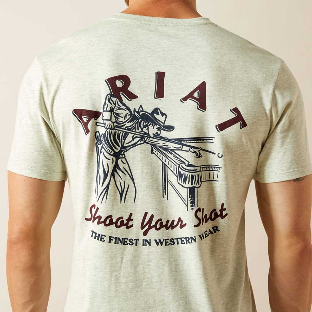 ARIAT Straight Shooter T-Shirt - Mens - Oatmeal Heather - Image 4