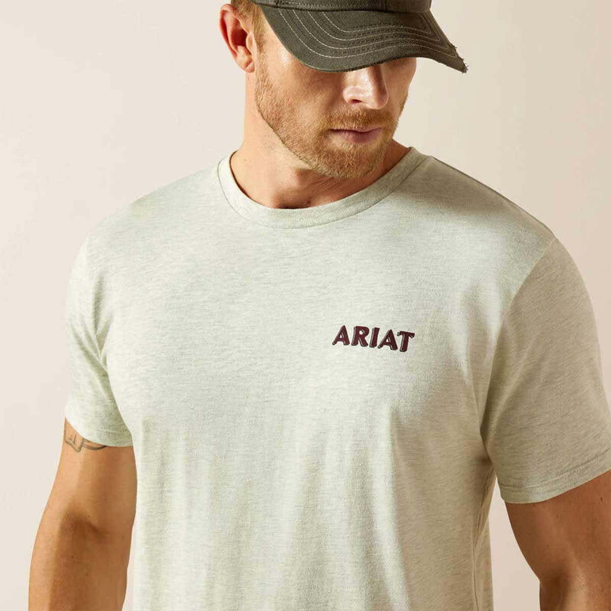 ARIAT Straight Shooter T-Shirt - Mens - Oatmeal Heather - Image 5