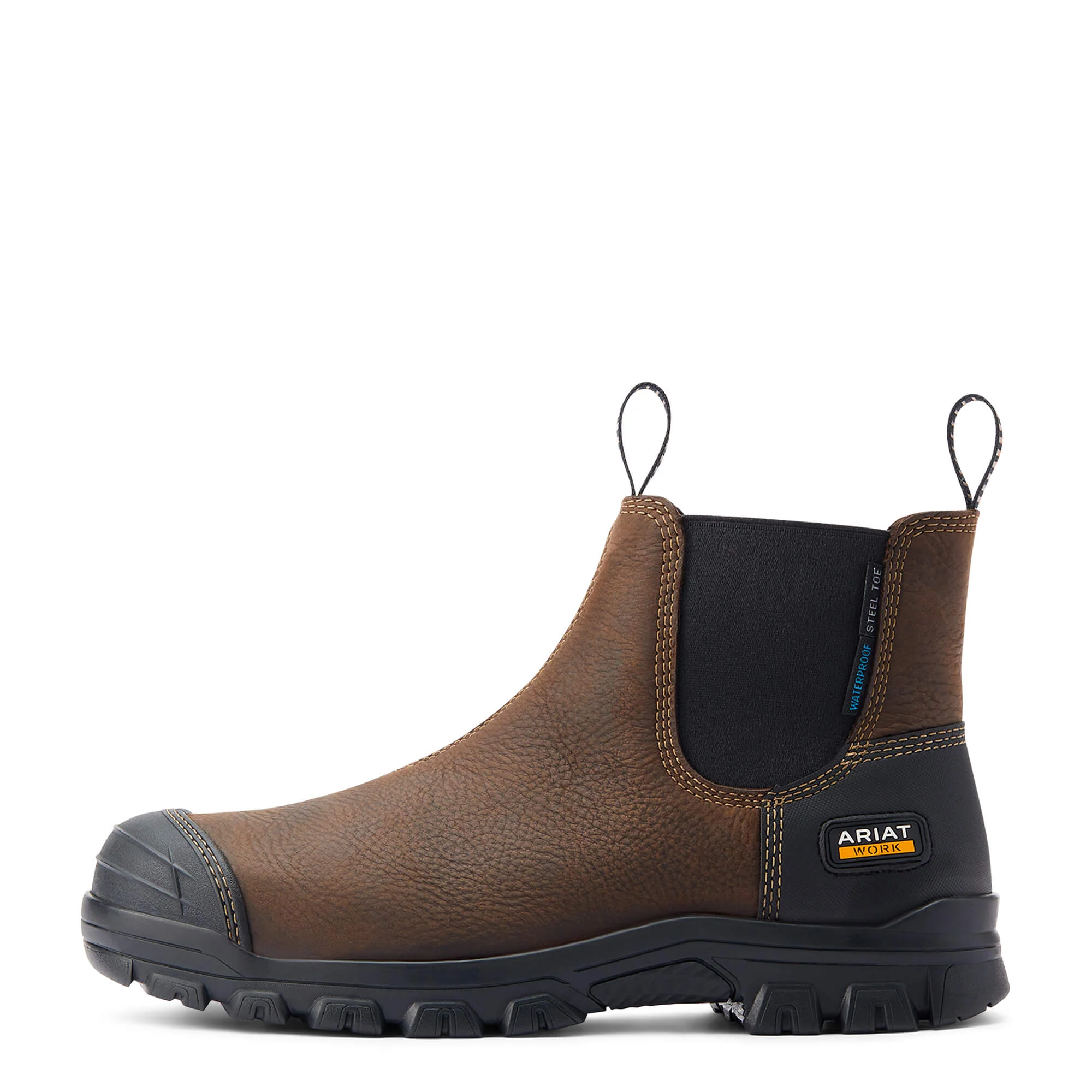 ARIAT Treadfast Chelsea Work Boots - Mens Waterproof Steel Toe Cap - Dark Brown - Image 4