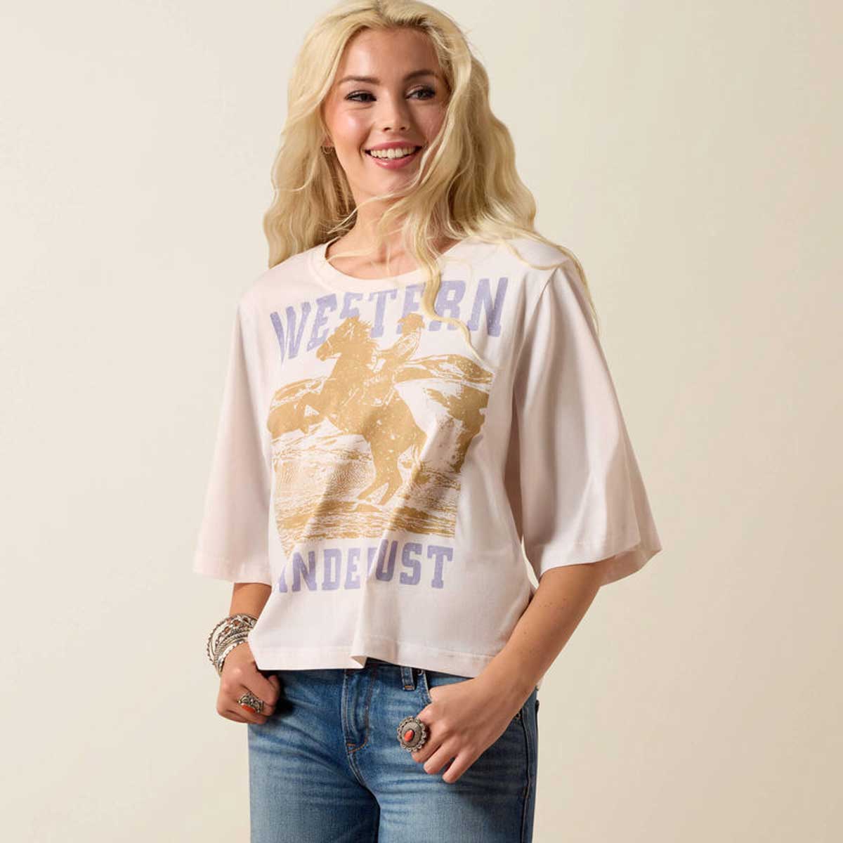 ARIAT Western Wanderlust T-Shirt - Womens - Sea Salt