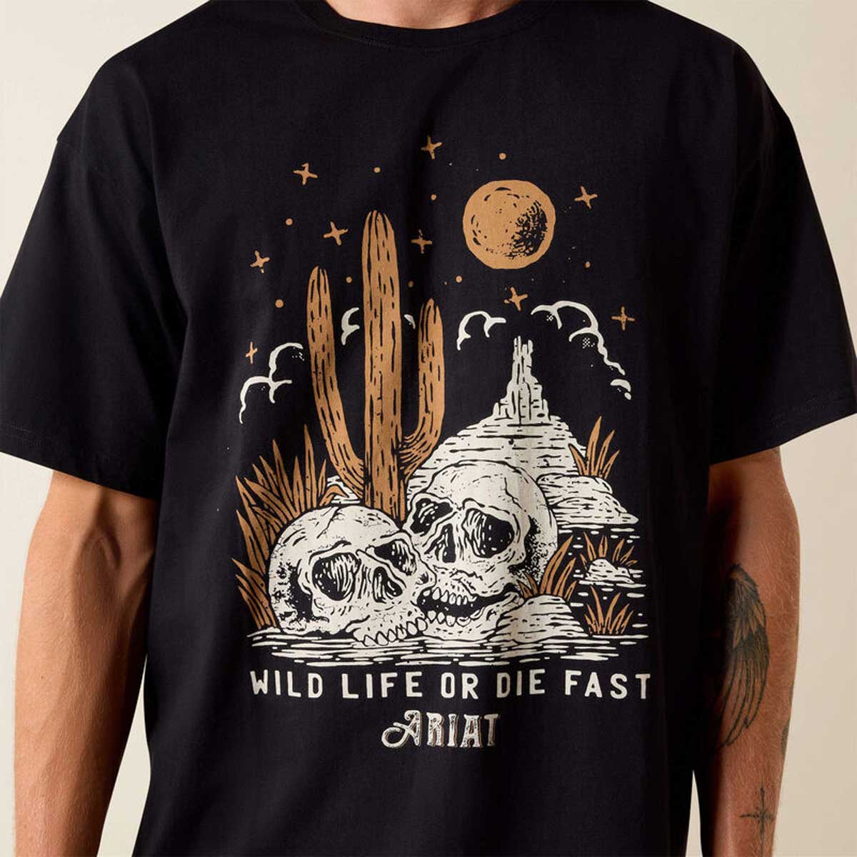 ARIAT Wild Life Boxy T-Shirt - Mens - Washed Black - Image 5