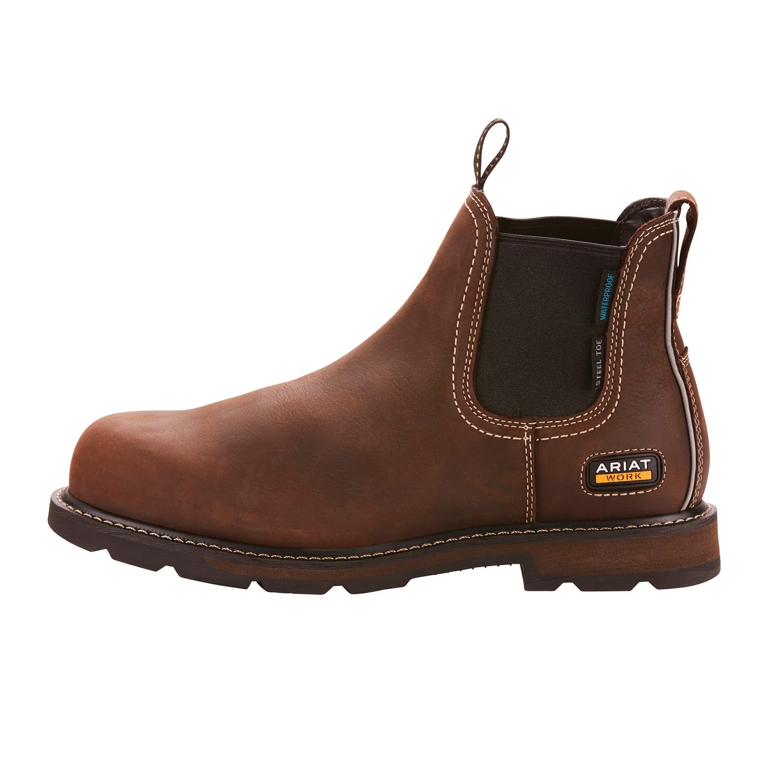 ARIAT Groundbreaker Chelsea Work Boots - Mens H2O Steel Toe Cap - Dark Brown - Image 4