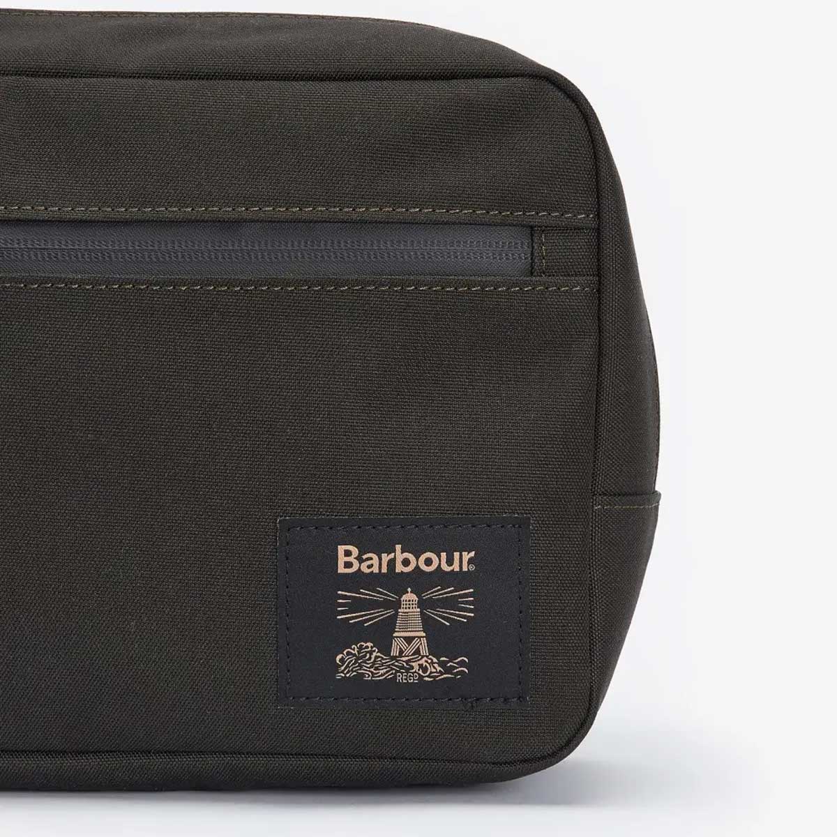 BARBOUR Field Canvas Washbag - Olive & Black - Image 2