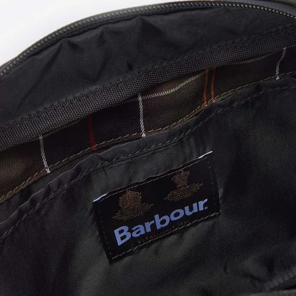 BARBOUR Field Canvas Washbag - Olive & Black - Image 3