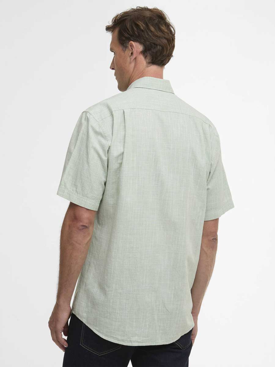 BARBOUR Fleming Linen Blend Short Sleeved Shirt - Mens - Loden Green - Image 3