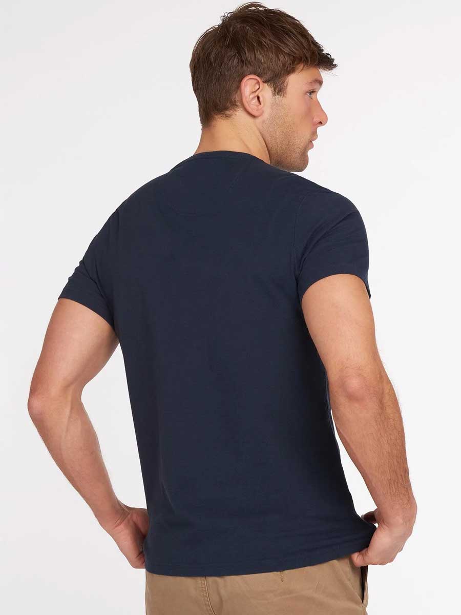 BARBOUR Logo T-Shirt - Mens Cotton Tee - New Navy - Image 4
