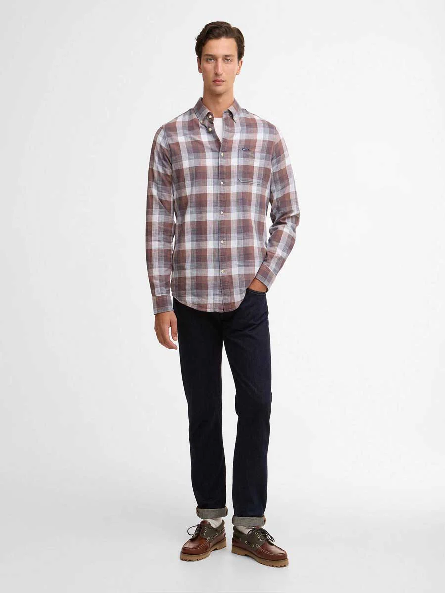 BARBOUR Men's Hillroad Tailored Long-Sleeved Shirt - Peppercorn - Image 5