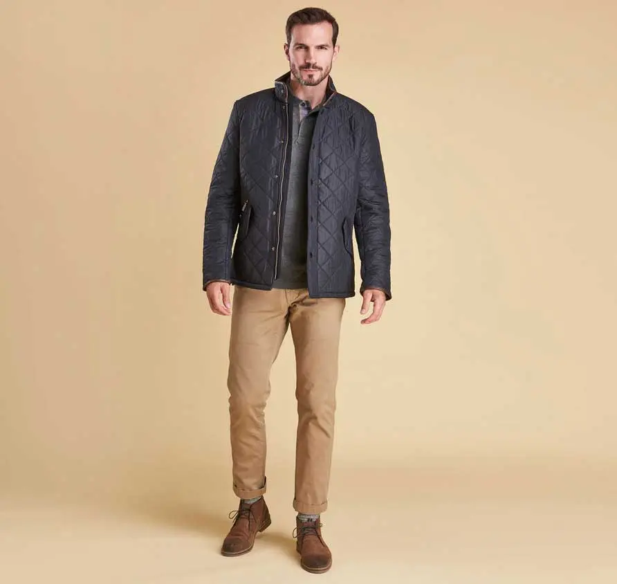 BARBOUR Powell Quilted Jacket with Fleece Lining - Mens - Navy - Image 3