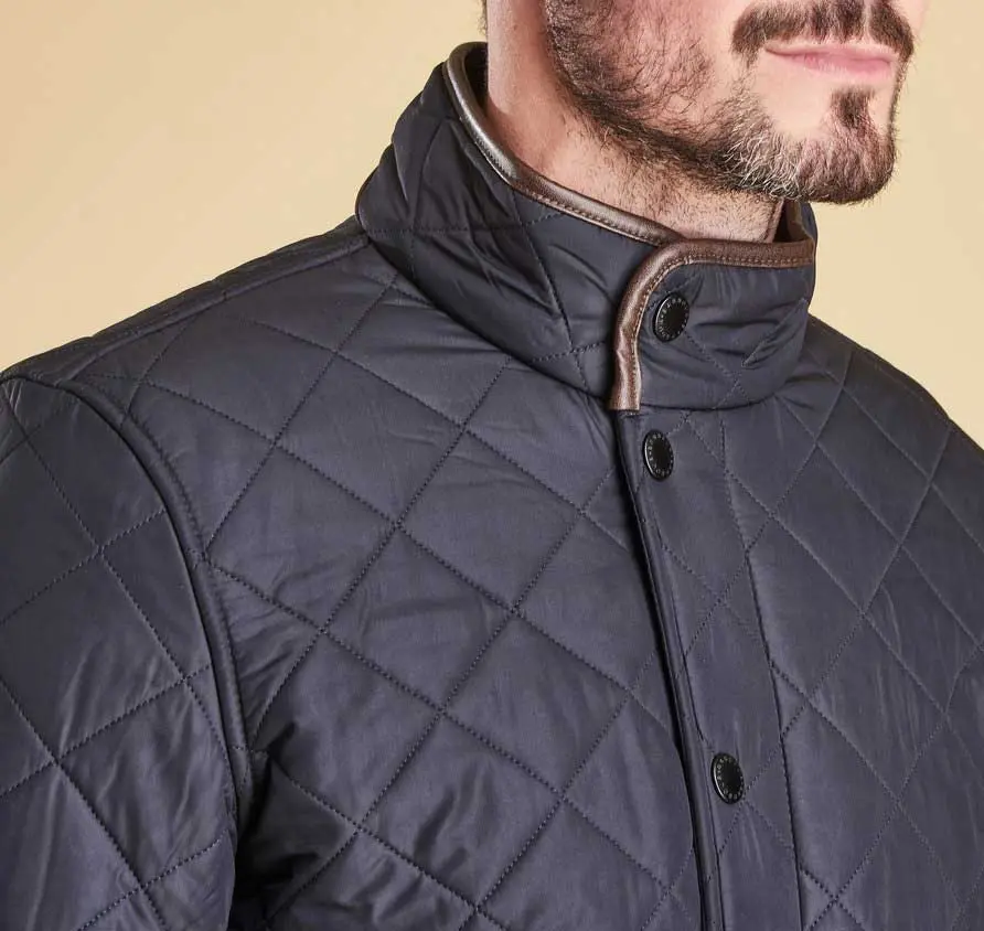 BARBOUR Powell Quilted Jacket with Fleece Lining - Mens - Navy - Image 4