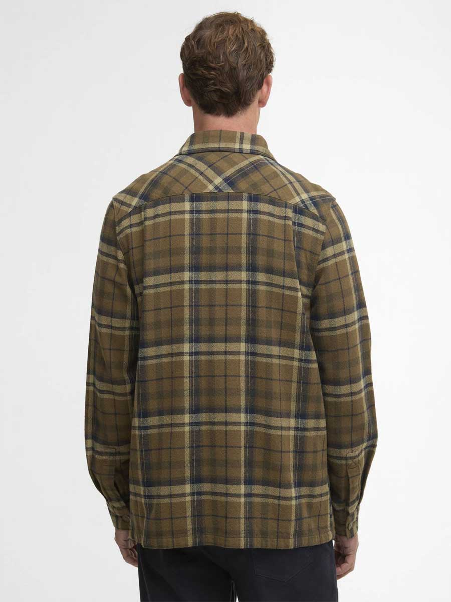 BARBOUR Men's Trent Checkered Overshirt - Olive - Image 3