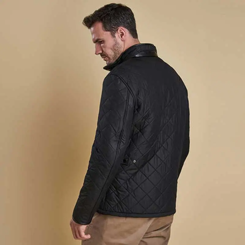 BARBOUR Powell Quilted Jacket with Fleece Lining - Mens - Black - Image 7
