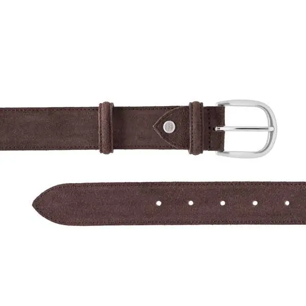 BARKER Belt - Mens Plain - Brown Suede - Image 2