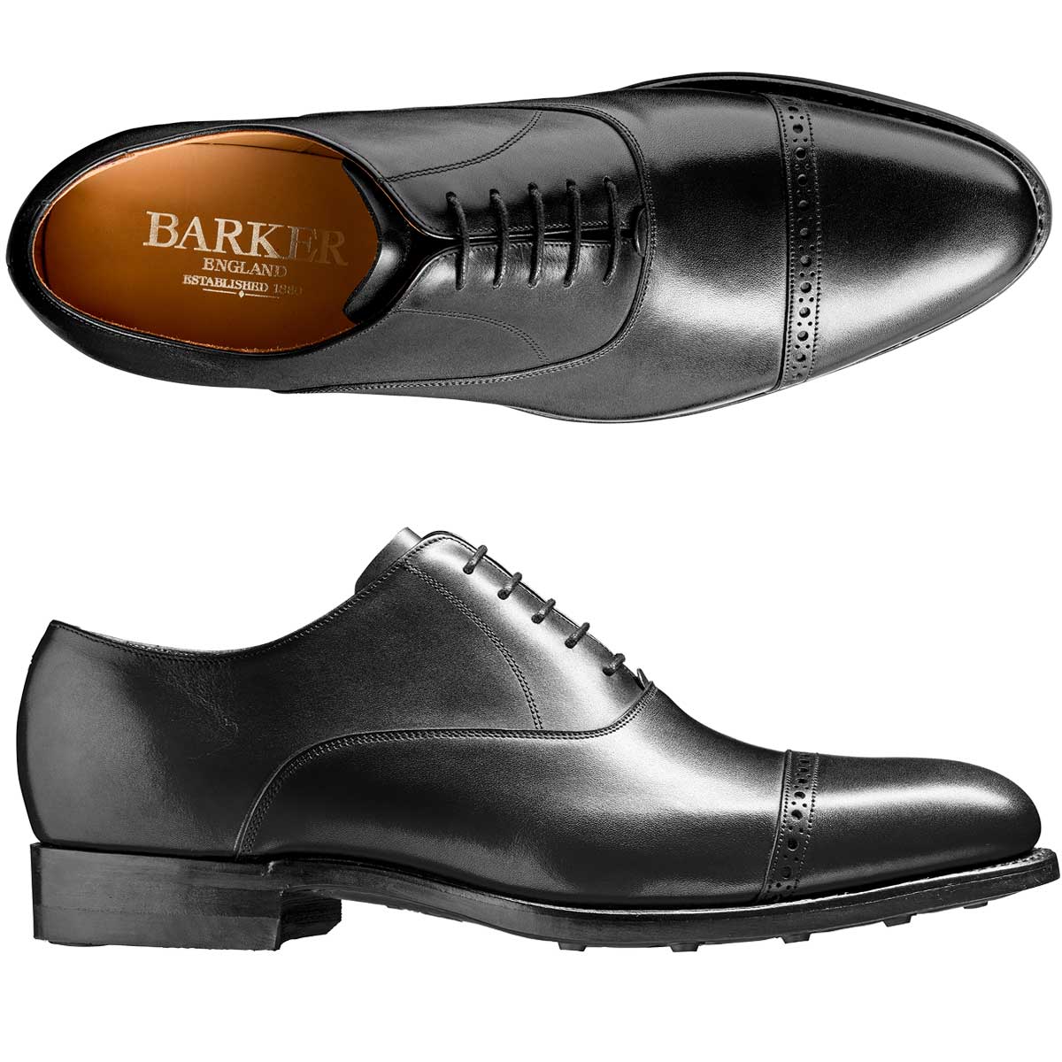 BARKER Burford Shoes - Mens Oxford Dainite Sole - Black Calf - Image 3
