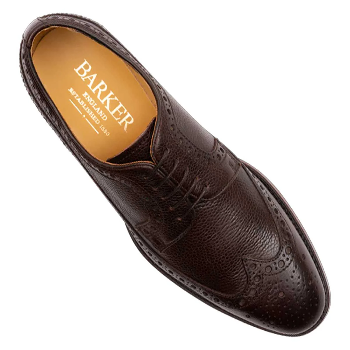 BARKER Calvay Shoes - Mens Country Brogues - Dark Brown Grain - Image 3