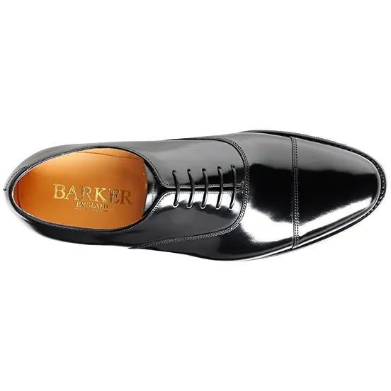 BARKER Cheltenham Shoes - Mens Oxford Style - Black Hi-Shine - Image 4
