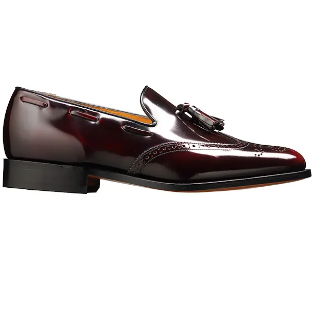 BARKER Clive Shoes – Mens Tassel Brogue Loafers – Burgundy Hi-Shine - Image 4
