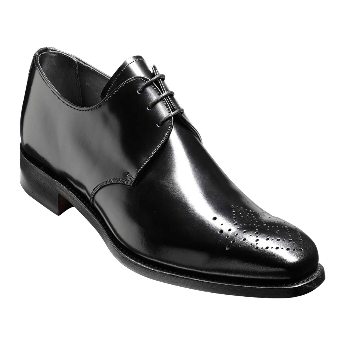 BARKER Darlington Shoes - Mens Derby Style - Black Hi-Shine