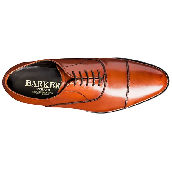 BARKER Duxford Shoes - Mens Oxford Toe Cap - Rosewood Calf - Image 3