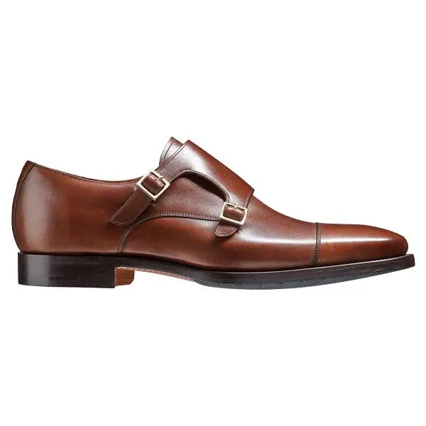 BARKER Edison Shoes - Mens Monk Strap - Dark Walnut Calf - Image 3