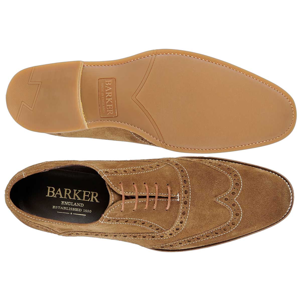 BARKER Grant Shoes - Mens Brogues - Cola Suede - Image 4