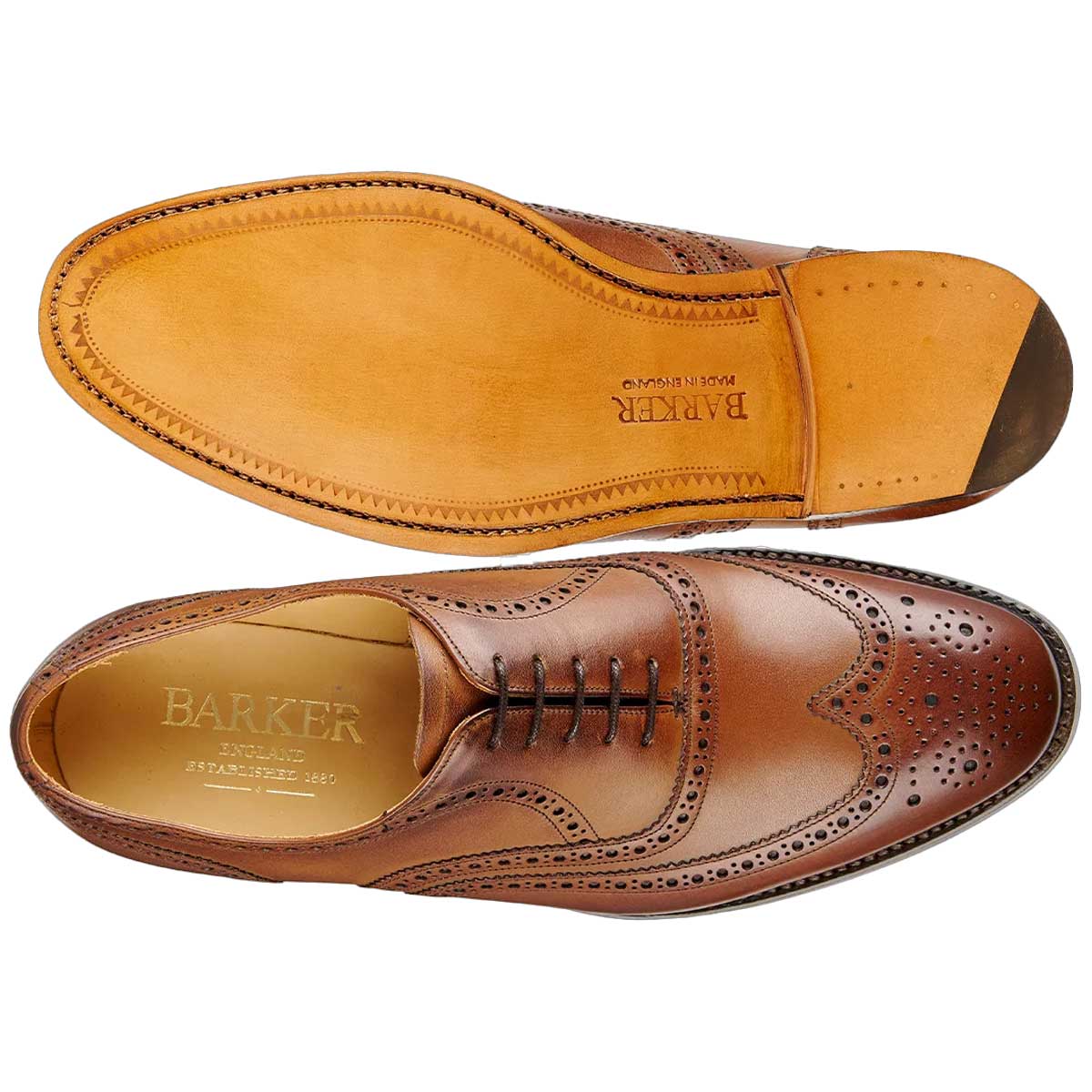 BARKER Malton Shoes - Mens Oxford Brogue - Brown Calf - Image 4