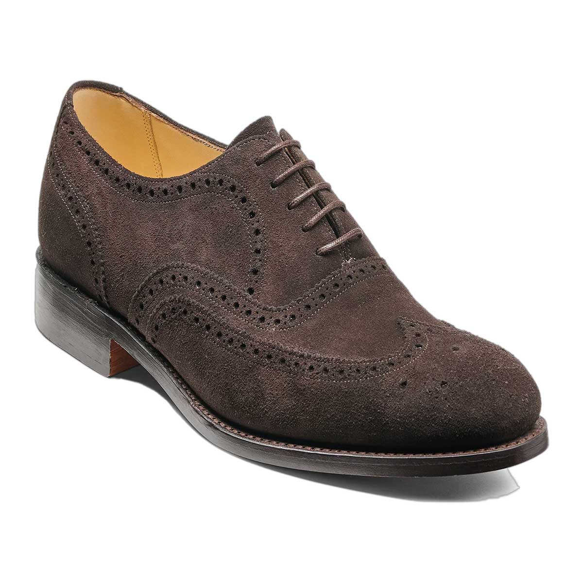 BARKER Malton Shoes - Mens Oxford Brogue - Ebano Suede