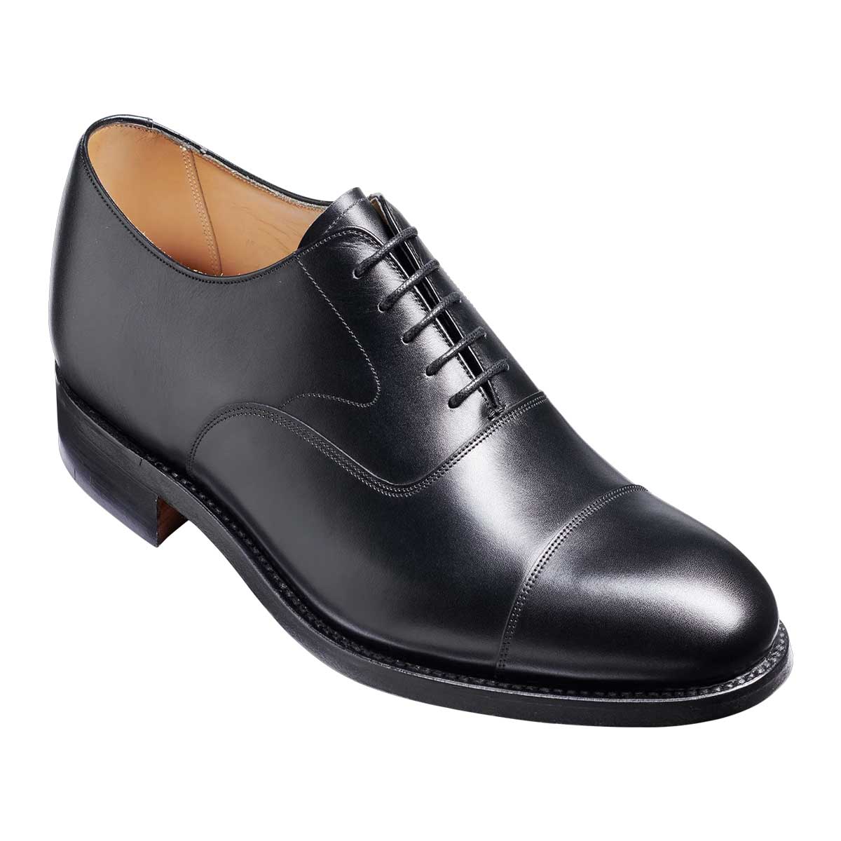 BARKER Malvern Shoes - Mens Toe Cap Oxford - Black Calf