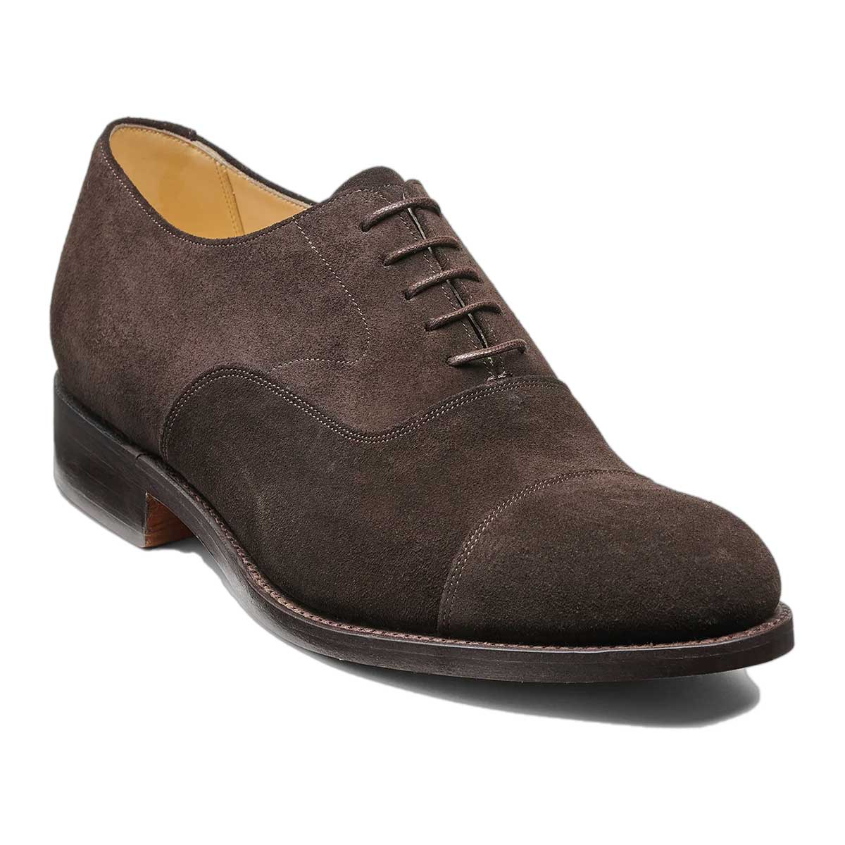 BARKER Malvern Shoes - Mens Toe Cap Oxford - Ebano Suede