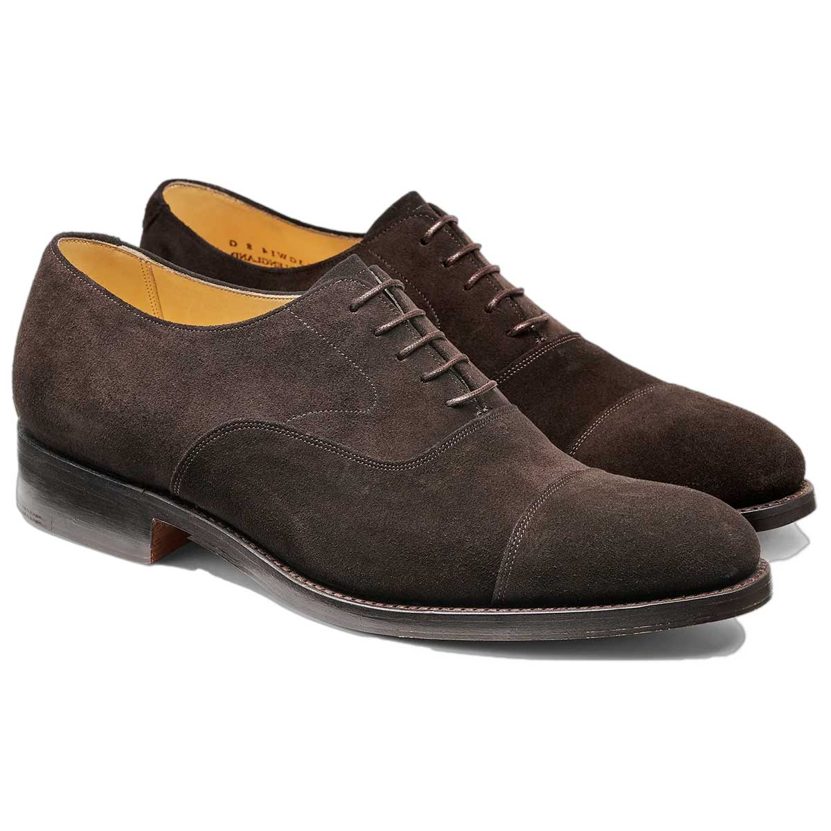BARKER Malvern Shoes - Mens Toe Cap Oxford - Ebano Suede - Image 2