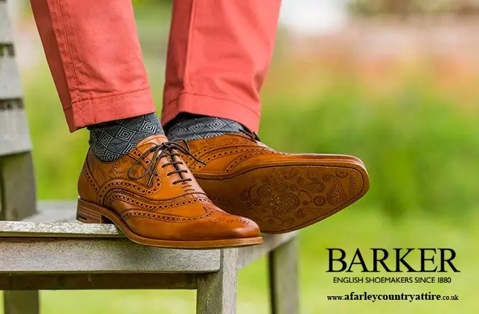 BARKER McClean Shoes - Mens Brogue - Cedar Calf & Paisley Laser - Image 3