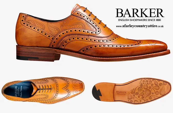 BARKER McClean Shoes - Mens Brogue - Cedar Calf & Paisley Laser - Image 4