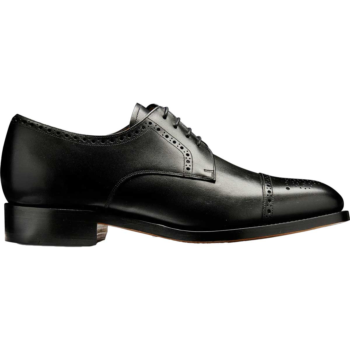 BARKER Mowbray Shoes – Mens Semi-Brogue Oxford – Black Calf - Image 3