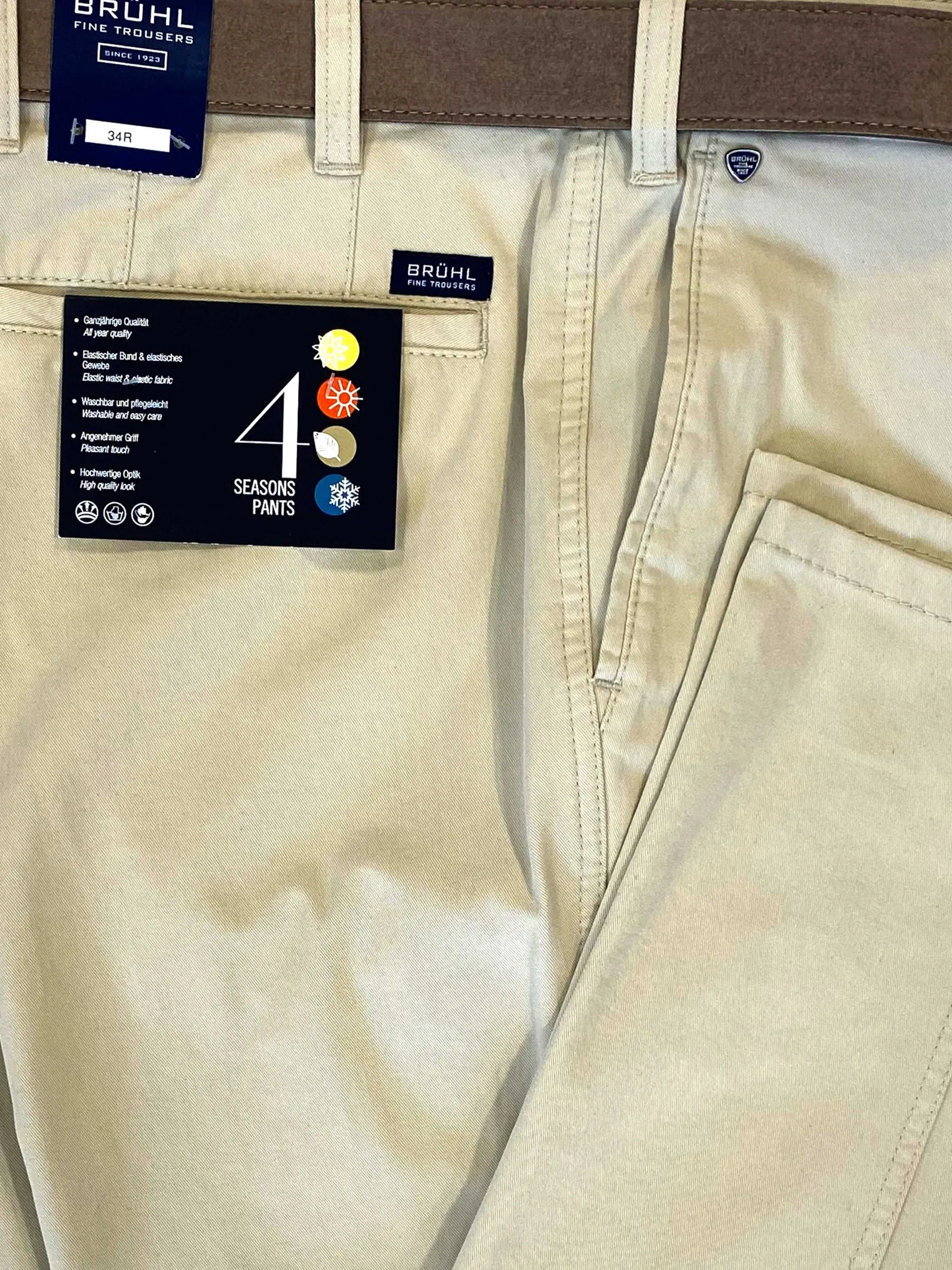 BRUHL Montana Trousers - Four Seasons Chinos - Stone - Image 2