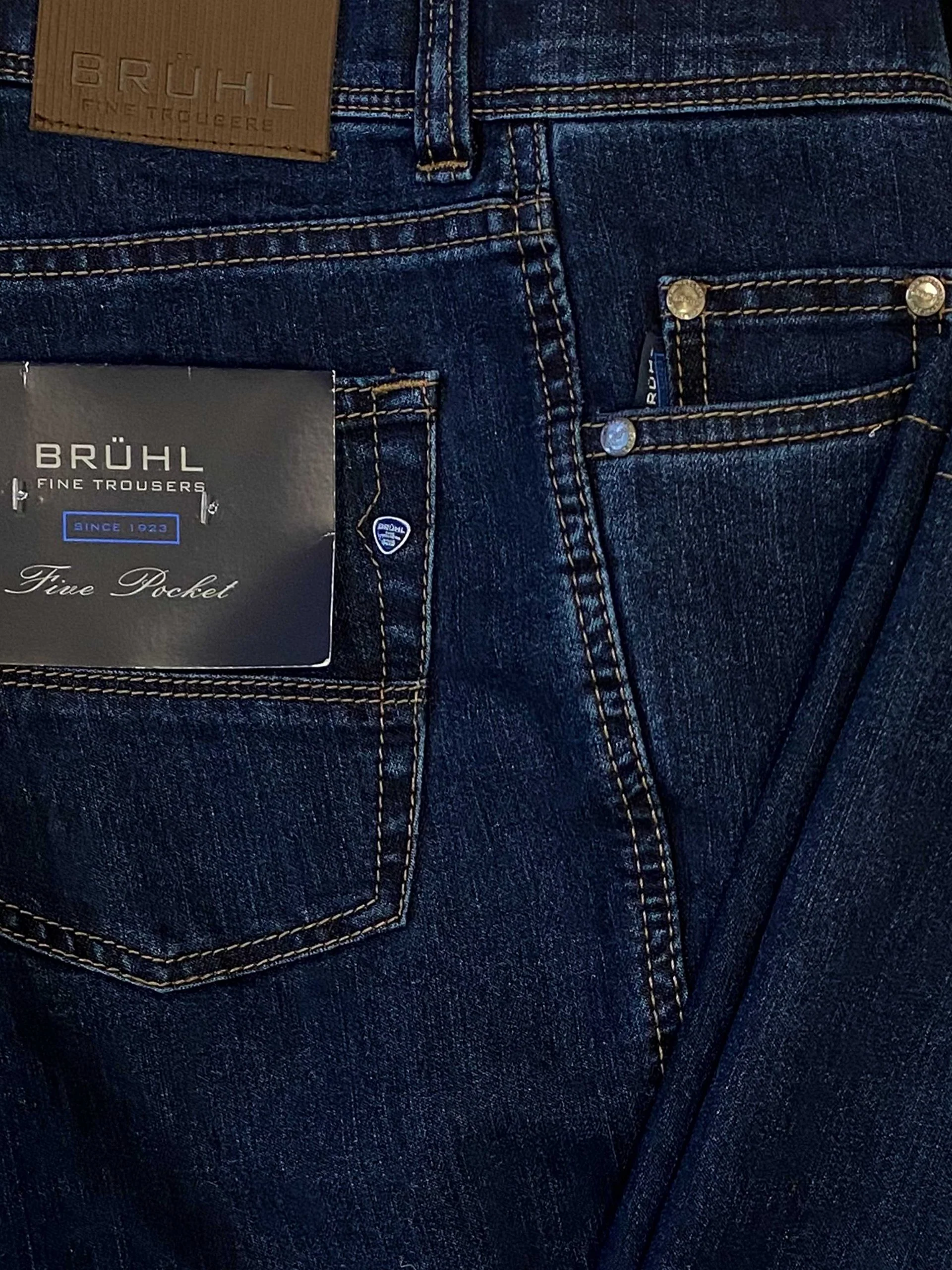 BRUHL Mens Genua III B Light Ring Denim Jeans - Dark Blue - Image 5