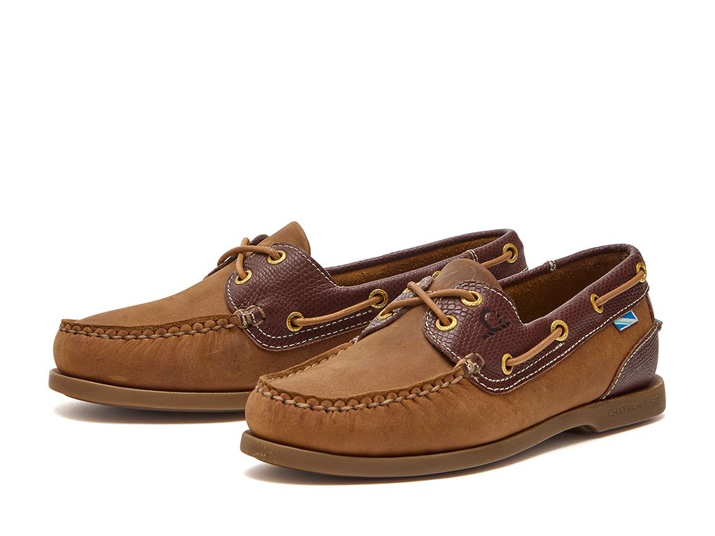 CHATHAM Ladies Bermuda G2 Leather Boat Shoes - Walnut/Brown Snake - Image 3