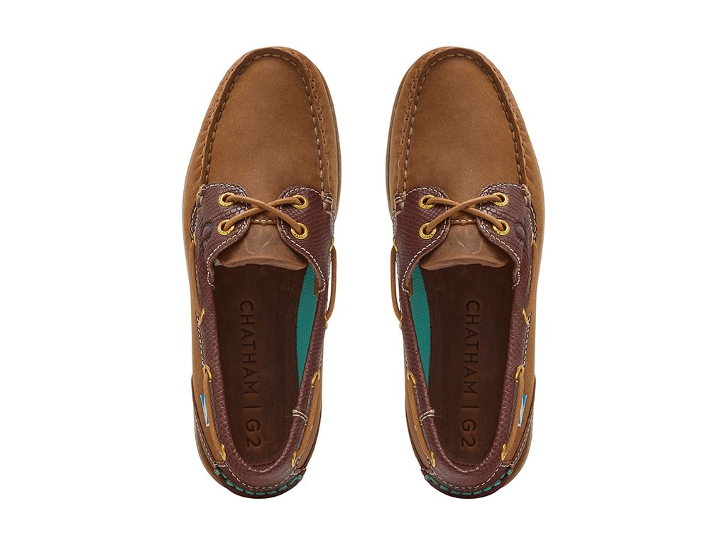 CHATHAM Ladies Bermuda G2 Leather Boat Shoes - Walnut/Brown Snake - Image 4