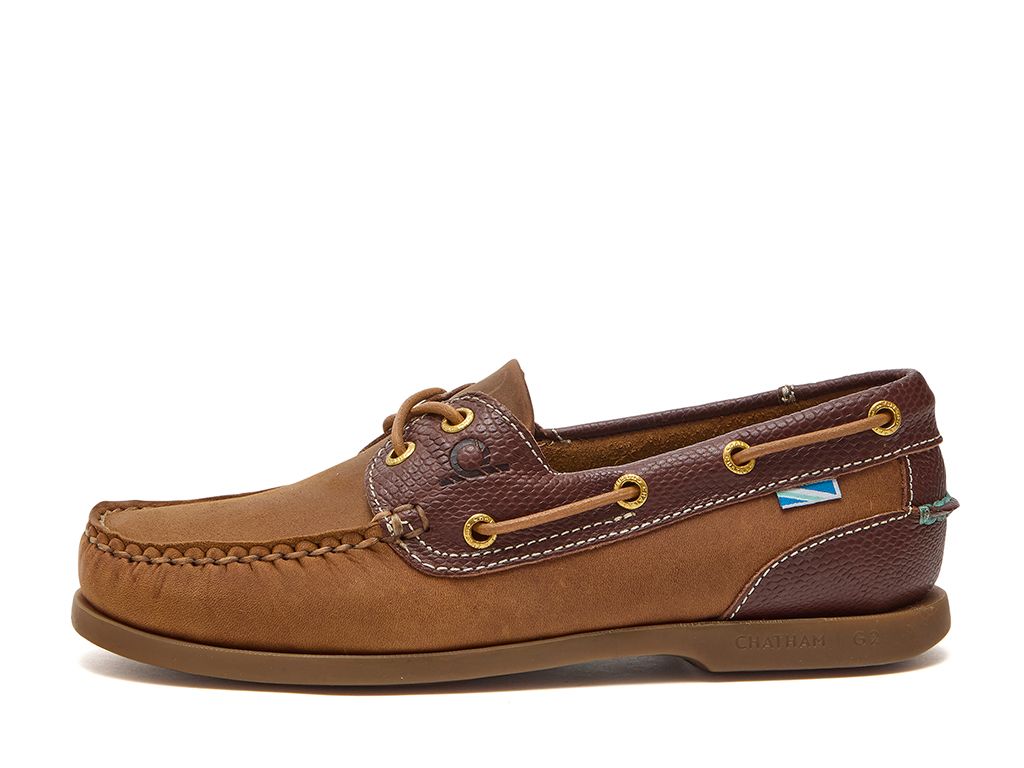 CHATHAM Ladies Bermuda G2 Leather Boat Shoes - Walnut/Brown Snake - Image 5
