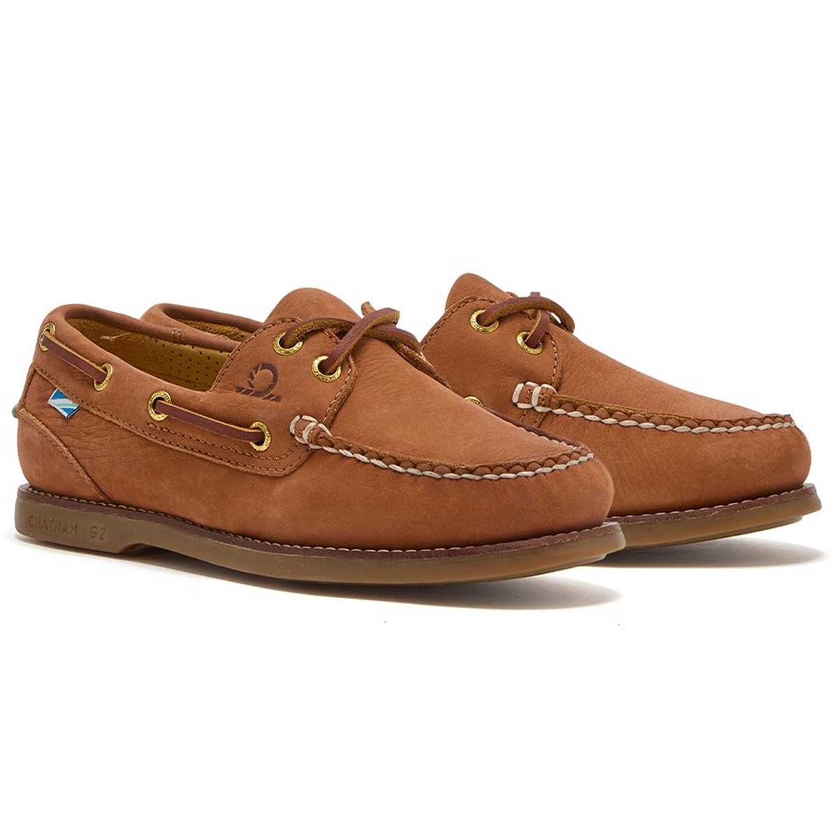 CHATHAM Ladies Lyme G2 Leather Boat Shoes - Tan - Image 2