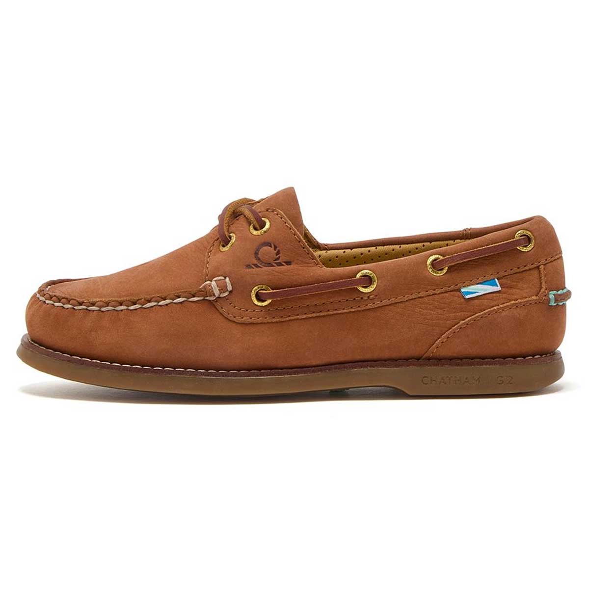 CHATHAM Ladies Lyme G2 Leather Boat Shoes - Tan - Image 4